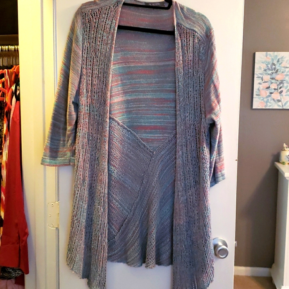 Multicolor open front sweater